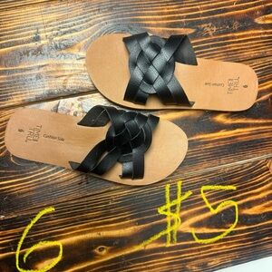 Black Woven Slide Sandals